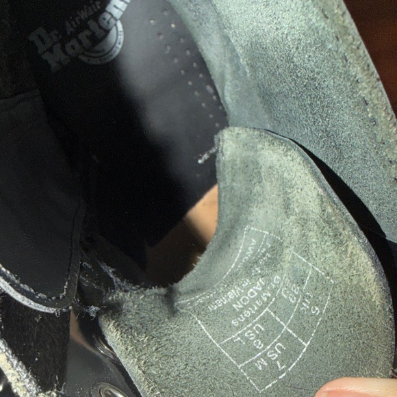 US MENS 7 Dr. Martens Black Leather Platform Lace-Up Boots with Satin Laces - Picture 14 of 14